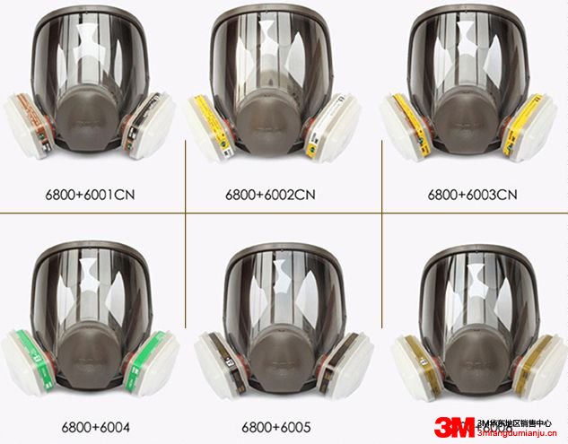 搭配不同型號濾毒盒的3M6800防毒面具組合圖片